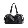 Large-capacity Two Strap Crossbody Bag Commuting Casual High-end Pu Lining Zipper Niche Black Travel Tote Bag