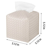 Tissue Case Waterproof Square Leather Simple Woven Pattern Luxury Dustproof Cover for Home Living Room Office Desktop