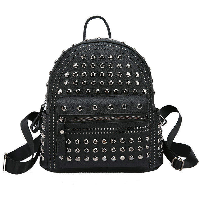 Newest Rivet Ladies Designer Softback Backpacks Leisure Women School Daypack Trendy Knapsack for Teenager Girls