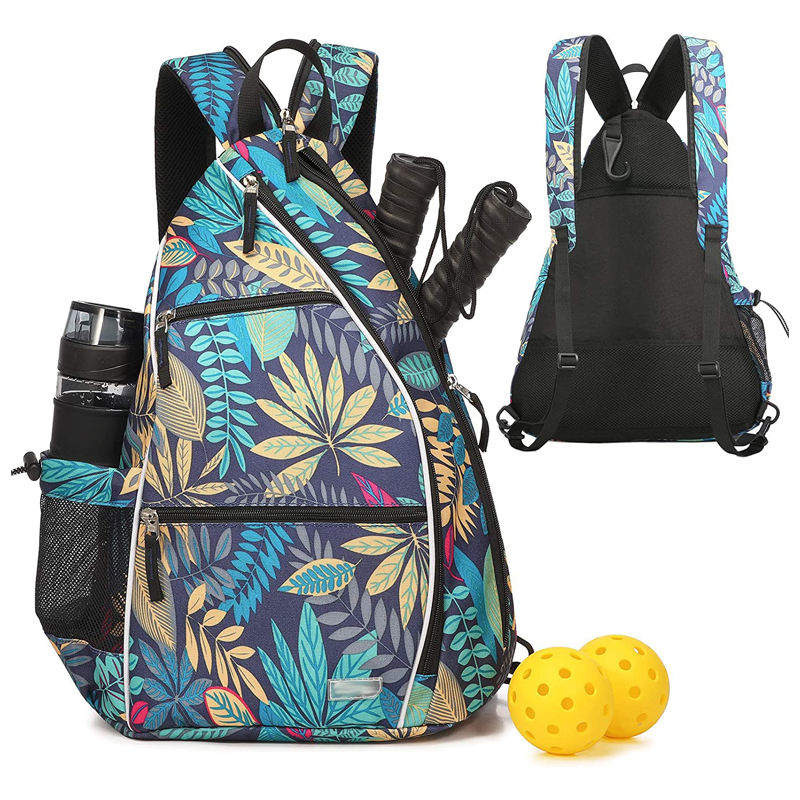 Colored Leaves Durable Large Capacity Waterproof Nylon Pickleball Sling Bag Pickleball Backpack for Women Men