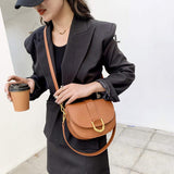Fashion Trendy Ladies PU Leather Chain Crossbody Saddle Bag Women's Stylish Handbag