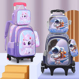 3D Nylon Polyester Fabric Primary School Students Three-piece Children's Drawbar Schoolbag Breathable Waterproof Curved Backpack