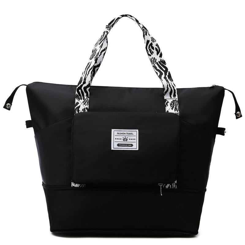 Color Block Foldable Custom Gym Bag Oxford Material Short Distance Business Travel Carry on Dry Wet Bag Zipper Closure Fashion