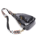 Fashionable PU Leather Waist Belt Bag Water-Proof Guitar Strap Sling Crossbody Fanny Pack for Summer