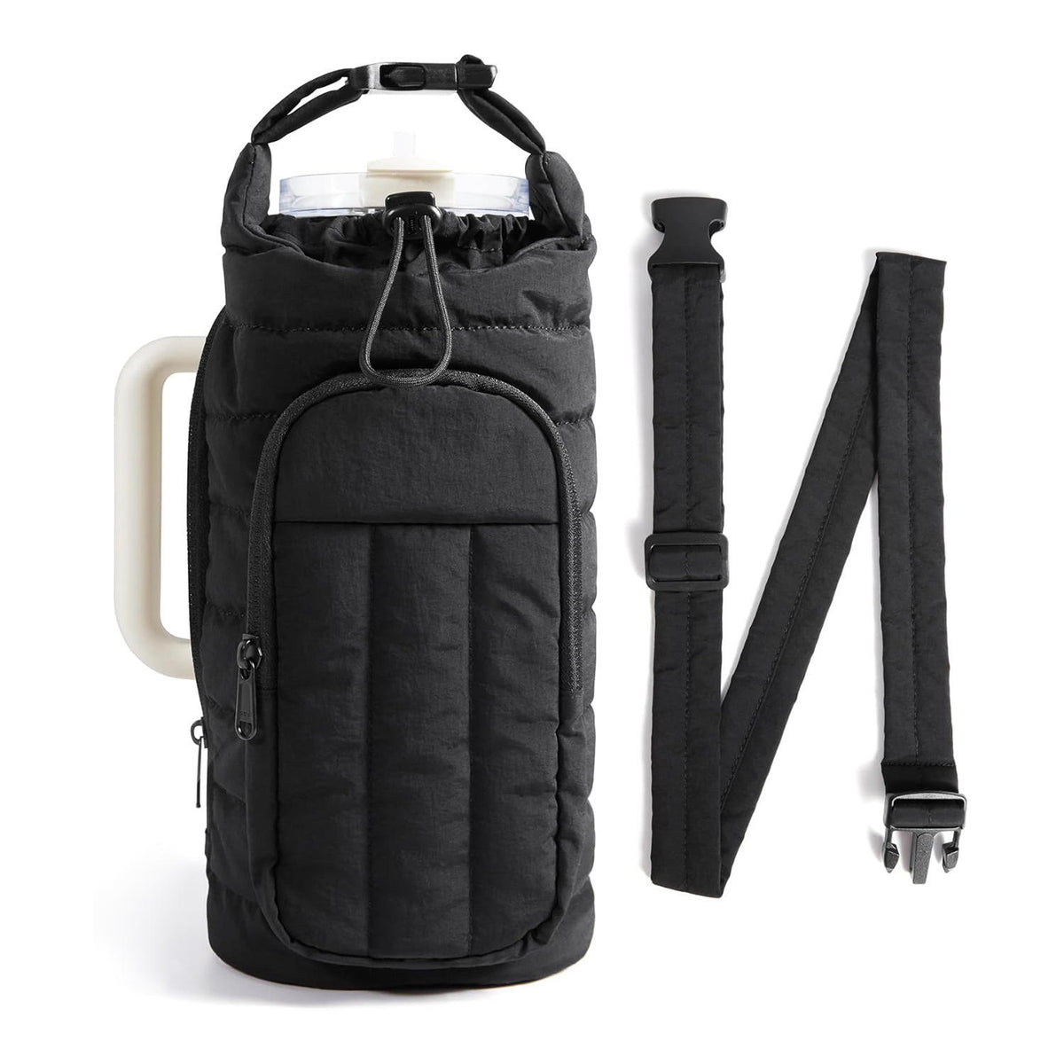 Travel Quilted Insulated Water Bottle Carrier Holder Crossbody Sling Water Bottle Bag for 32/64 oz Bottle Custom Fitness Gym Bag