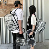 Cross-Border Supply Large Capacity Transparent PVC School Backpack Waterproof with Polyester Lining Sports Bag