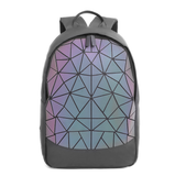 Fashionable Multifunction Geometry Reflective Luminous Zipper Book Bags Men Women's Backpacks for High School
