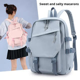 Japanese Retro Graffiti Color Block Backpack for Girls Korean Middle High School Students Fresh Literary Polyester Campus Bag