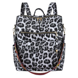 PU Leather Leopard Print Retro Fashion Soft Waterproof Zipper Closure Polyester Casual New Style Convertible Backpack for Girls