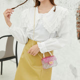 Mini Small Kid Jelly Bag Purse and Handbag for Kids Clear Jelly Handbag Rainbow with Pearl Candy PVC Women Cover Fashion