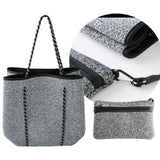 Hot Sale Large Capacity Neoprene Tote Bag for Women Casual Style Travel Shoulder Bag Chains Print Rivet for Pool Beach