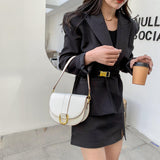 Fashion Trendy Ladies PU Leather Chain Crossbody Saddle Bag Women's Stylish Handbag
