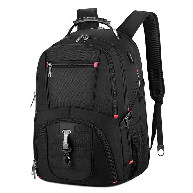 2024 Back Pack Trending Waterproof University Large Capacity USB 17.3 Inch Laptop Backpack Black Waterproof Bag Polyester Oem