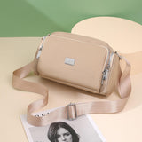 Women's Lightweight Cross-border Nylon Shoulder Bag Simple Fashion Small Square PU Crossbody Wide Messenger Bag