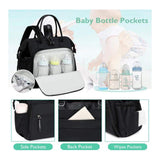 Bed Mommy Backpack Bottle Diaper Storage Waterproof Zipper Closure Polyester Hangable Baby Stroller for Travel Bag