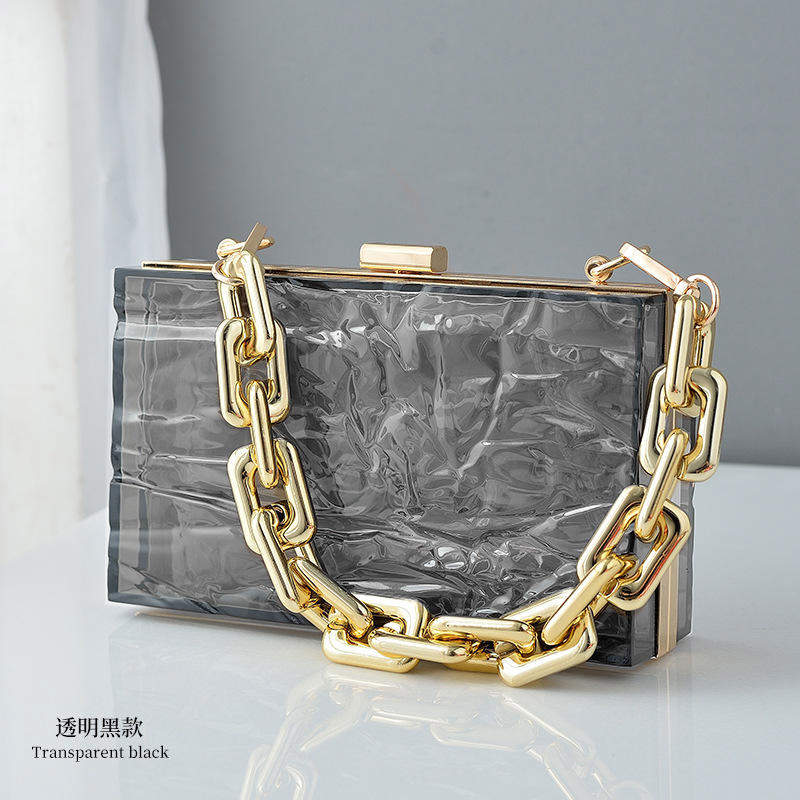 Summer Ladies Transparent Boxed Purse Crossbody Handbag Trendy Women clear Acrylic Evening Clutch Bag