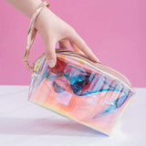 Mini Small Personalized Holographic Pvc Cosmetic Pouch Make up Bag Beauty Case Makeup Bag Cosmetic Bags