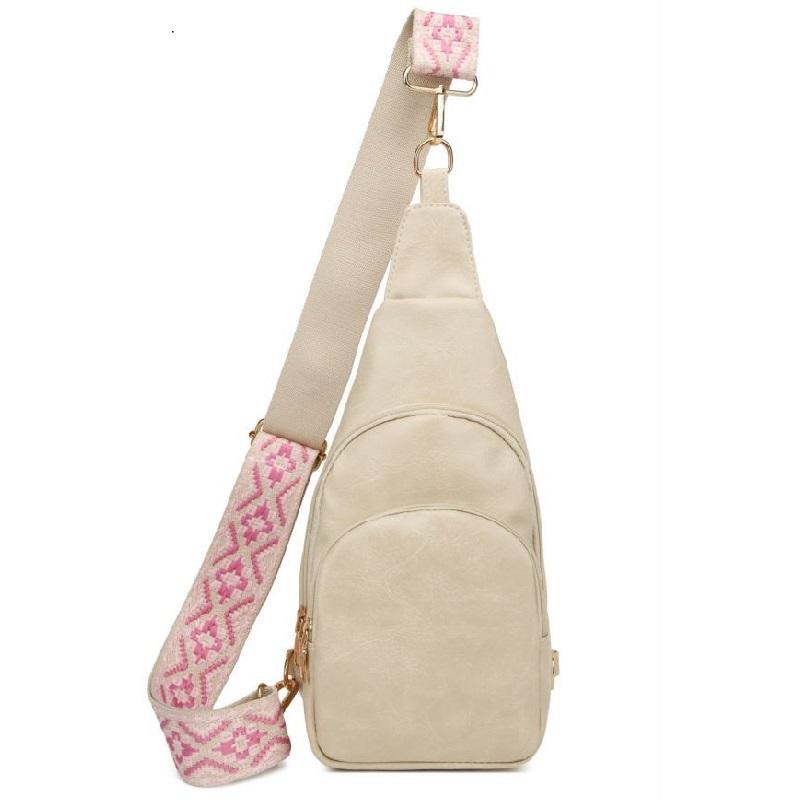 Double Pocket Vegan Leather Handbag Custom Bum Bag Crossbody Bag for Women Sling Bags With Belt
