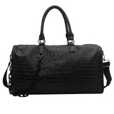 Compatible for Large Capacity Retro Crocodile-Textured Duffel Bag with Adjustable Shoulder Strap, Stylish Gym