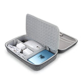 Portable Mobile Hard Drive Storage Bag Data Cable USB Flash Drive Power Bank Digital Box Leather Hard Shell Shockproof Zipper
