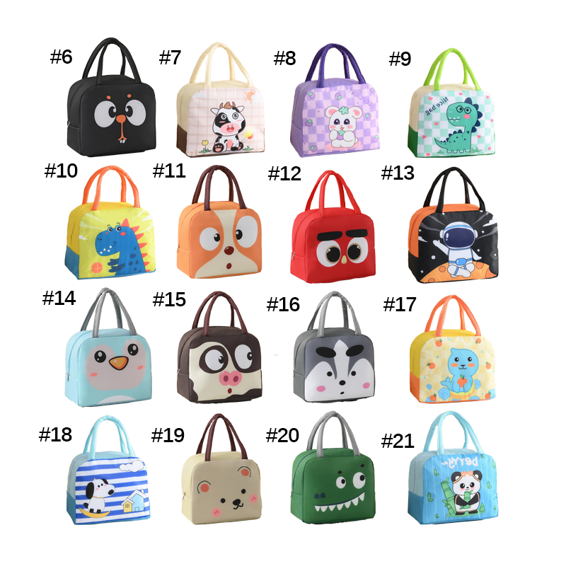 Promotional Cartoon Lunch Bag Portable Cute Oxford Insulated Lunch Box Zipper Closure Eco-Friendly Fresh Portable Ice Storage