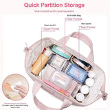 Travel Handheld Custom Large Storage for Toiletry Bag Quilted Makeup Case Wide Opening Waterproof Polyester Material