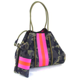 Women's Neoprene Waterproof Tote Bag Camouflage Shoulder Handbag Dual Handles Ladies' Fashion Beach Bag Flowers