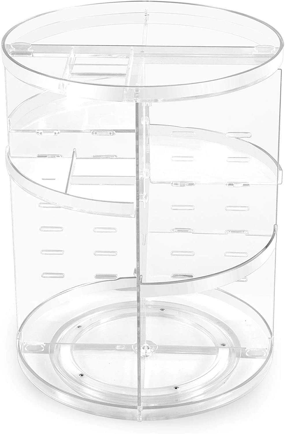 New Design Best Quality Acrylic Makeup Storage Box Round Rotating Portable Cosmetic Organizer Box