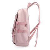 Japanese Retro Graffiti Color Block Backpack for Girls Korean Middle High School Students Fresh Literary Polyester Campus Bag