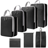 7-Piece Set Compression Packing Cubes Fashionable Expandable Travel Luggage with Zipper Closure Accessory Storage Bag