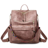 PU Leather Leopard Print Retro Fashion Soft Waterproof Zipper Closure Polyester Casual New Style Convertible Backpack for Girls