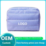 Large Capacity Quilted Cosmetic Bag Portable High-End Polyester for Business Trip Female Makeup Brushes Toiletry Storage