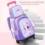 3D Nylon Polyester Fabric Primary School Students Three-piece Children's Drawbar Schoolbag Breathable Waterproof Curved Backpack
