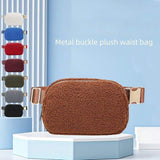 Daily Life Sports Plush Fanny Pack New Type Mini Waist Bag Metal Buckle Zipper Closure Logo Pattern Travel Fitness Army