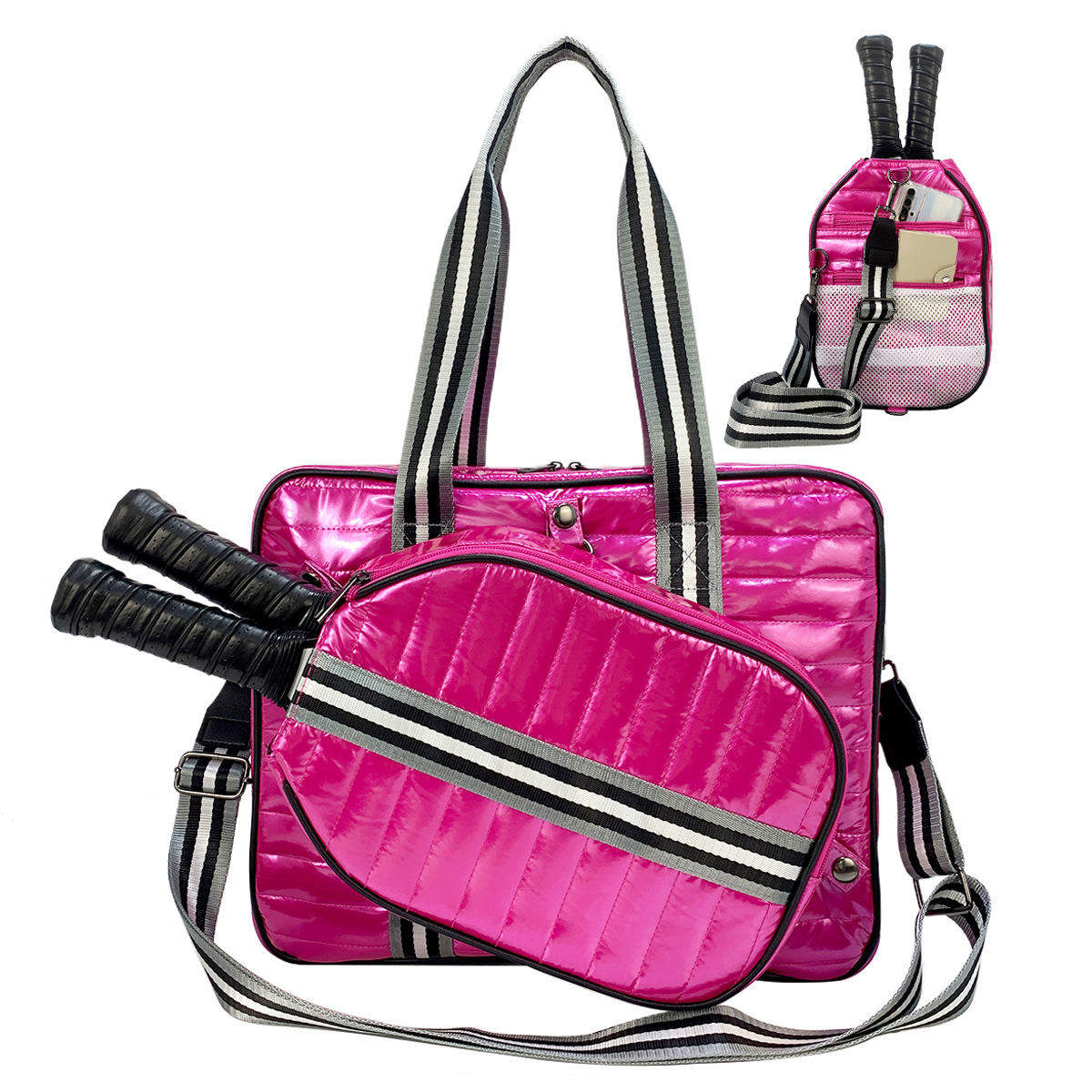 High Quality Women Nylon Gym Sport Puffer Duffle Paddle Racket Tote Quilted Tennis Bag Pickleball Paddle Bag
