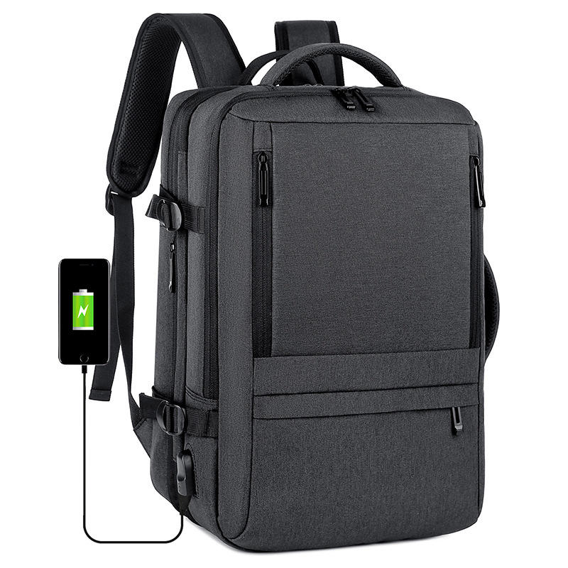 Capacity Expandable Business Laptop Bagpack for Men Waterproof Black Airplane Theme Mens Travel Backpack Oxford