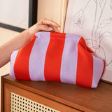Versatile Striped Cloud Bag Fly-Woven Clutch Cross-Border Women's Open Closure Beach Commuting Bag with Polyester Lining Handbag