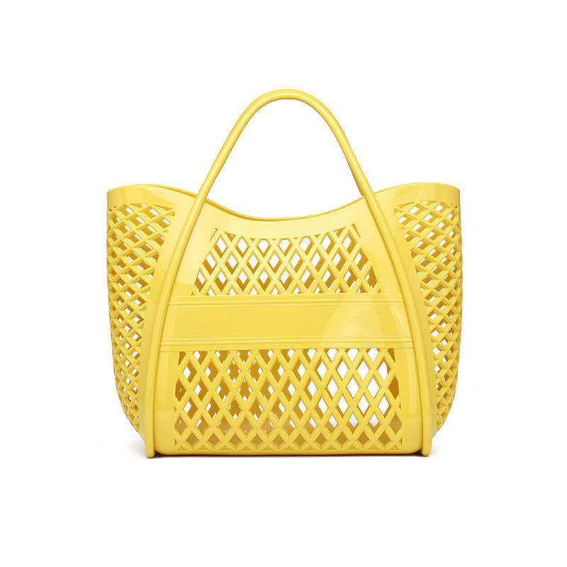Tote Bag Large Capacity PVC Jelly Bag New Plastic Handheld Rectangle Beach Bath Wash Basket Hollow Cooling Shopping Basket