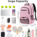 Tennis Backpack Tennis Bag for Women Men Tennis Bag Holds 2 Rackets Badminton Squash Pickleball Paddles Balls