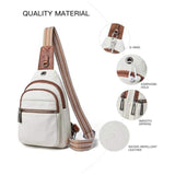 New Design Vegan PU Leather Women's Chest Sling Bag Zipper Closure USB Crossbody Fanny Pack Polyester Summer Logo Bag
