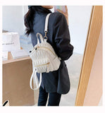 Ruched Ladies Embroidery Shoulder Chest Backpacks Pleated Women Softback School Backpack for Women Trendy Women Handle Knapsack