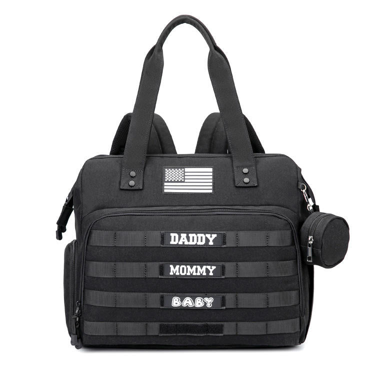 Camo Black Diaper Backpack for Dad and Mom, Father's Bag for Hospital with DADDY BAG Imprint, Baby Care Diaper Backpack