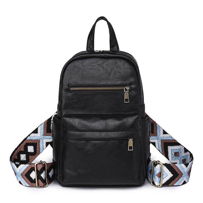 New Women's Retro Solid Color Backpack PU Leather Convertible Crossbody Backpack Chest Bag