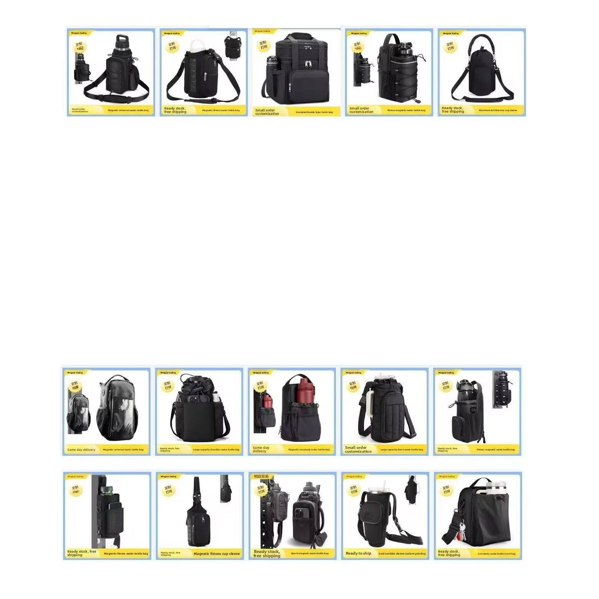 Crossbody Bag Magnet Sport Gym Shoulder Bag Detachable Strap Water Bottle Cooler Holder with Magnetic Insulated Wall Mounted Bag