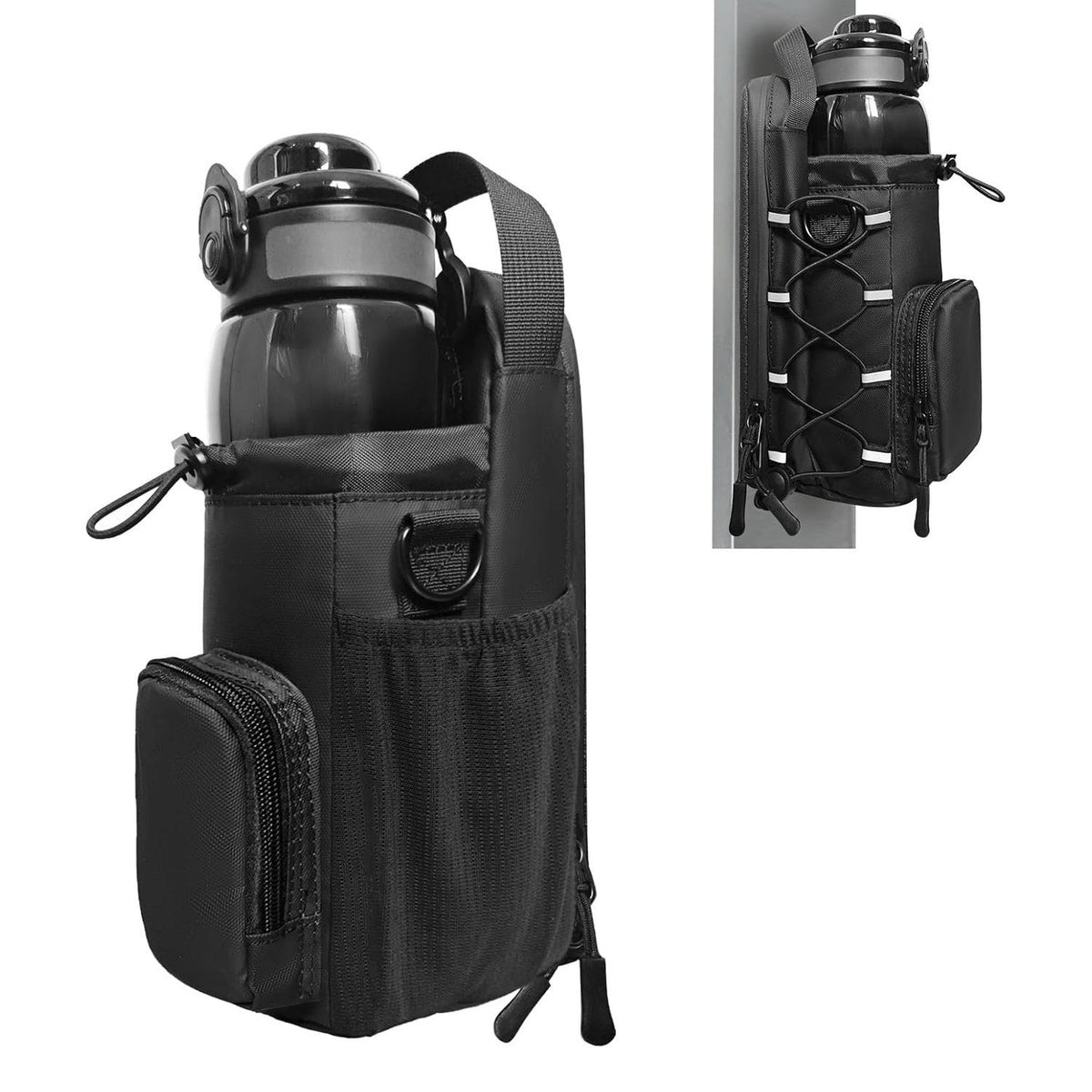 Sports Workout Sling Bottle Carrier Holder Pouch Magnetic Gym Water Bottle Bag With Shoulder Strap