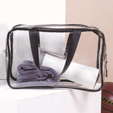Clear Zipper Pvc Plastic Cosmetic Bag With Handle Travel Organizer Women Handbags Ladies Beach Bags 3pcs Set