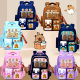 New Children's Oxford Backpack for Boys Girls Grades 1-3 Large Capacity Lightweight Breathable Waterproof Kapibara School Bag