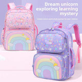 Protection Lightweight for Girls Double Shoulder Bag Waterproof Nylon Backpack for Elementary School Students Grades 3-6 Spine