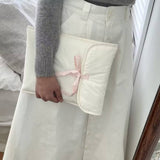 Laptop Bag New for Pink Bow Quilted Notebook Tablet Bag Durable Nylon Cute Slim Briefcase Pouch for Work Soft