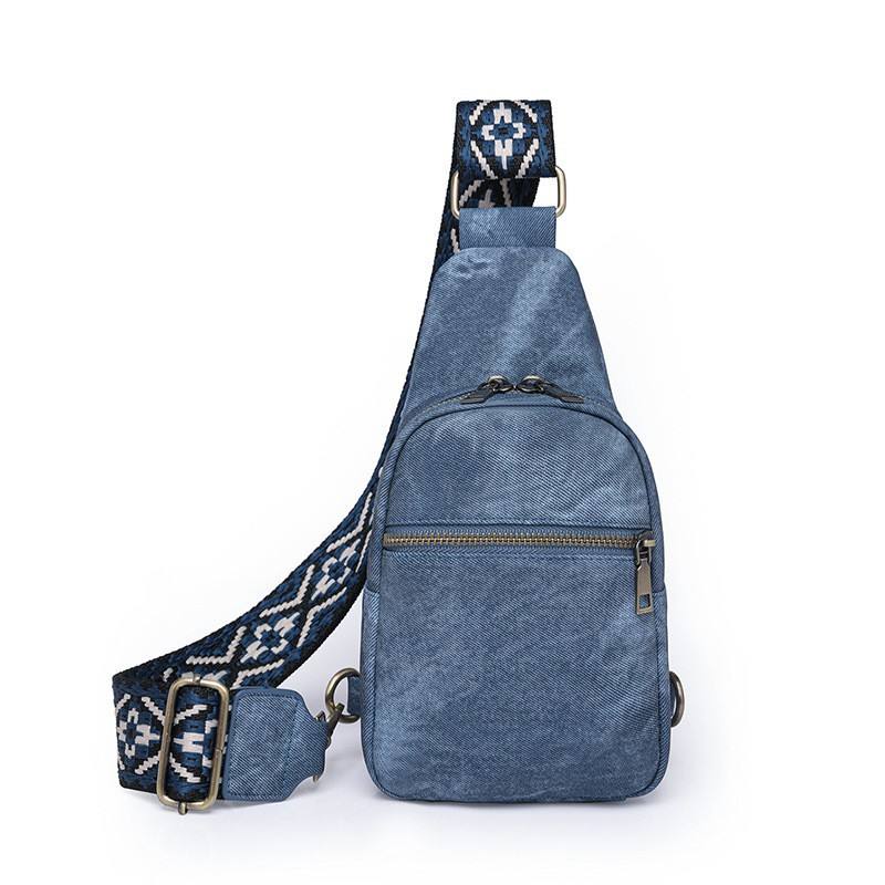Women's Trendy Leather Fanny Packs Small Sling Bag with Guitar Strap Water-Proof Crossbody Purse Zipper Closure